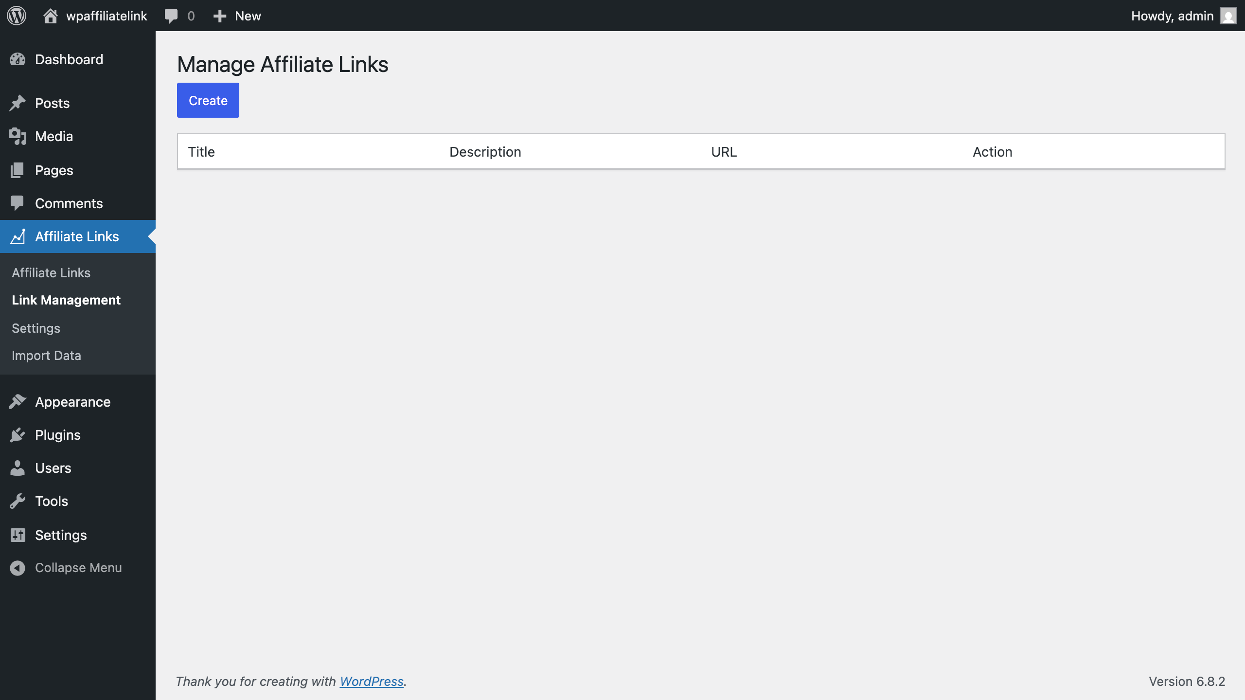 Link Management page